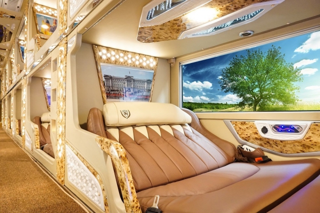 Giường đôi sang trọng, hiện đại trên xe Thành Bưởi đi Đà Lạt. Ảnh: Internet