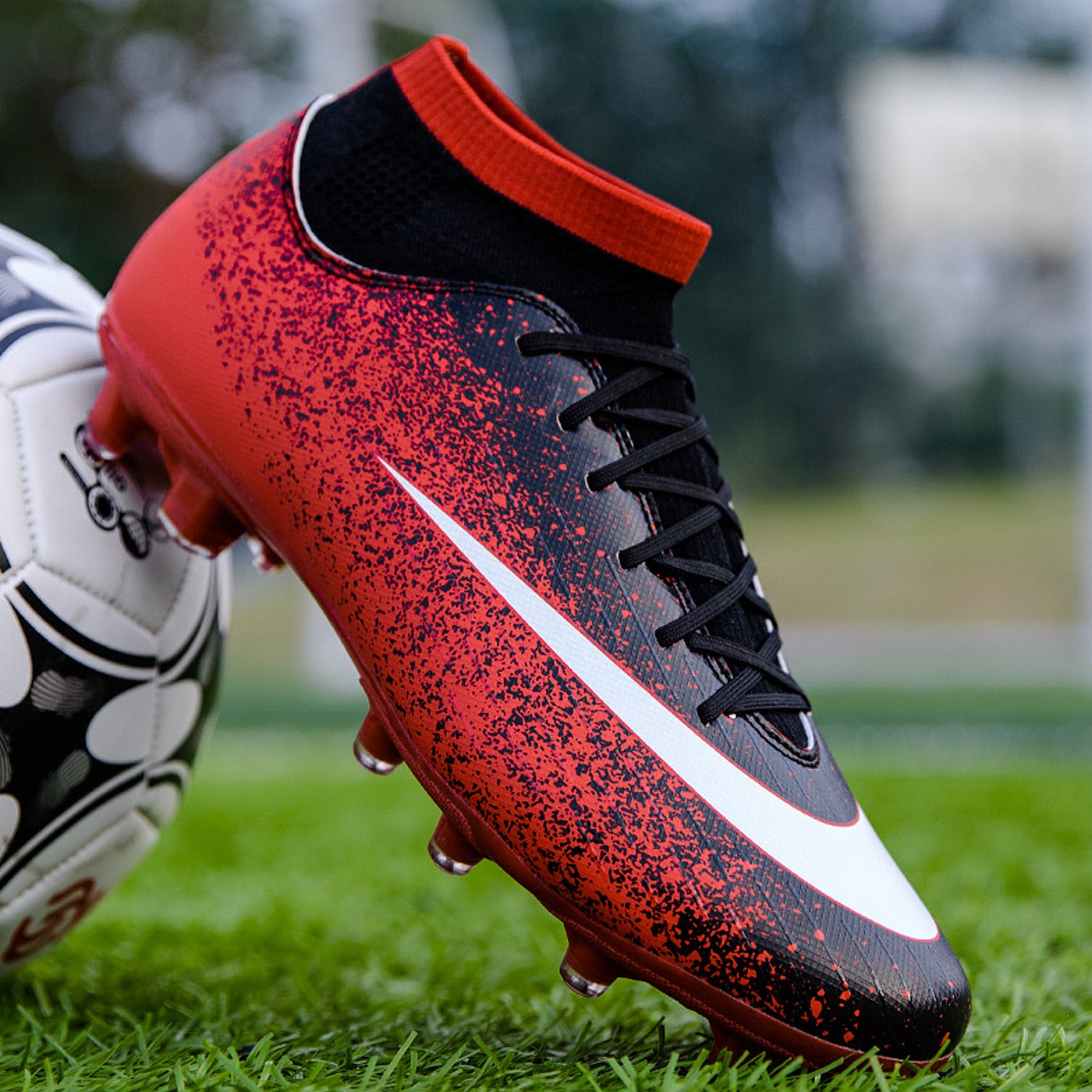 [NEW ARRIVAL] Giày Bóng đá - Giày đá banh sân cỏ tự nhiên cao cổ HAMISHU-ME  màu đỏ